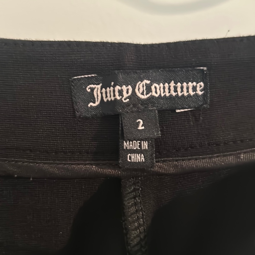 Juicy dress pants skinny form fitting shiny black strip on side 100% polyester